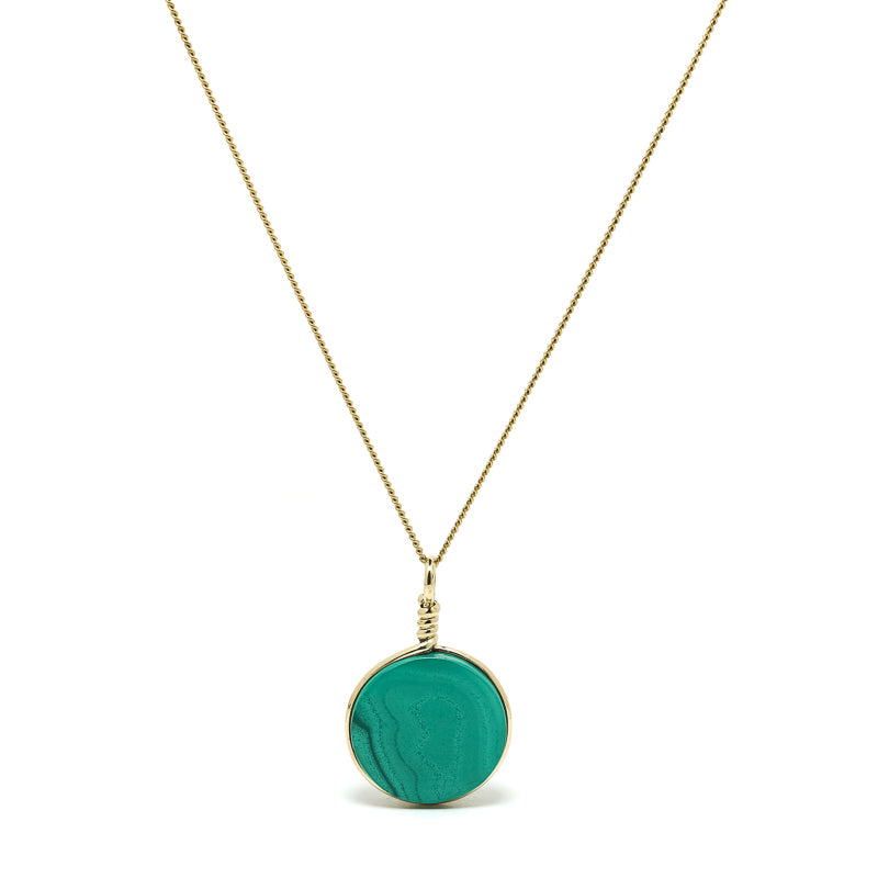 Malachite Polished Crystal Pendant with 9Kt Gold | Venusrox