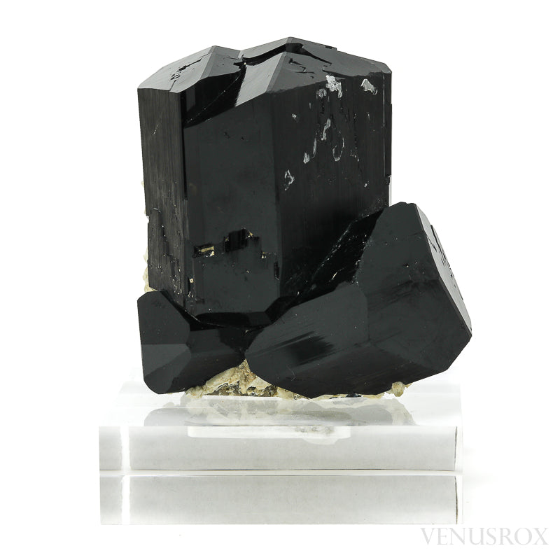 Black Tourmaline with Smoky Quartz Natural Cluster from Rondekop, Erongo Mountains, Karibib District, Erongo Region, Namibia mounted on a bespoke stand | Venusrox