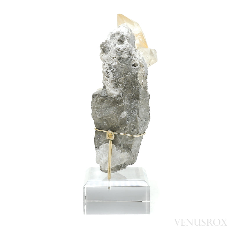 Stellar Beam Calcite on Matrix Natural Crystal from the Elmwood Mine, Tennessee, USA, mounted on a bespoke stand | Venusrox