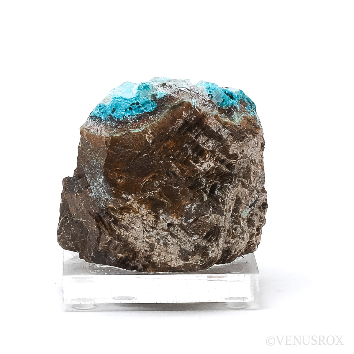 Chrysocollaページ Chrysocolla with Clear Quartz & Calcite on Matrix Natural Crystal