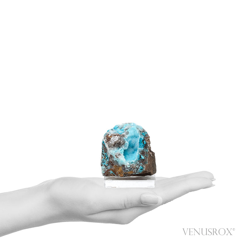 Chrysocolla with Clear Quartz & Calcite on Matrix Natural Crystal
