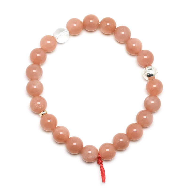Peach Moonstone Bead Bracelet from India | Venusrox