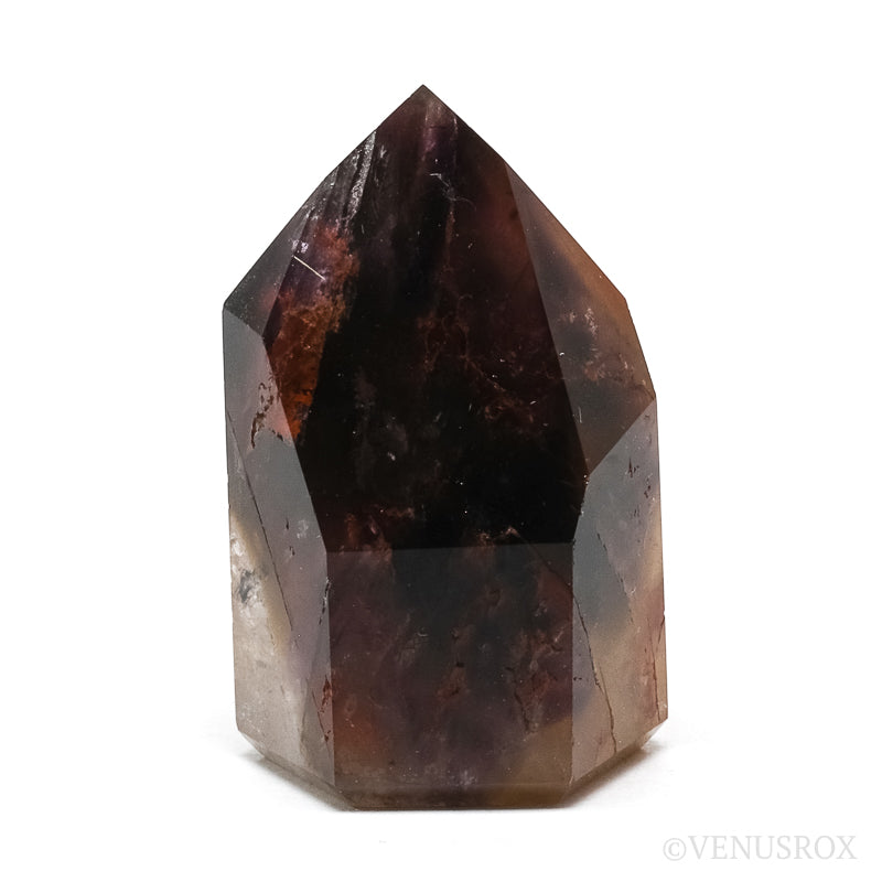 Amethyst with Citrine & Hematite Phantoms in Clear Quartz Polished Point from Cristalina, Goiás, Brazil | Venusrox