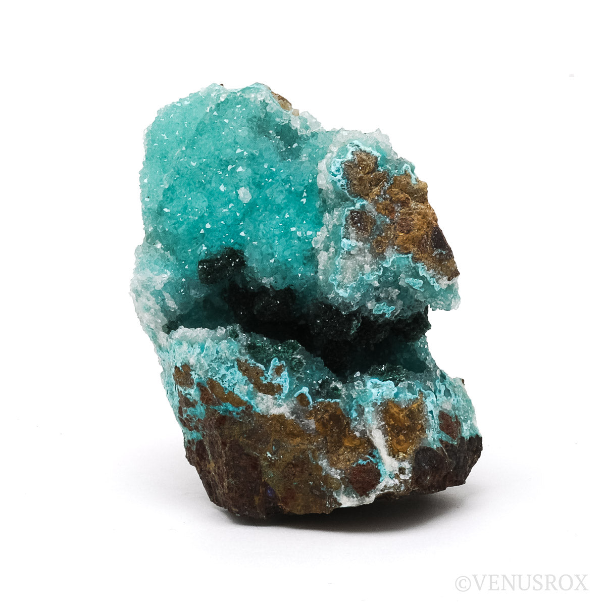 Chrysocolla with Malachite & Quartz Natural Crystal from the Lily Mine, Pisco Umay, Ica, Peru | Venusrox