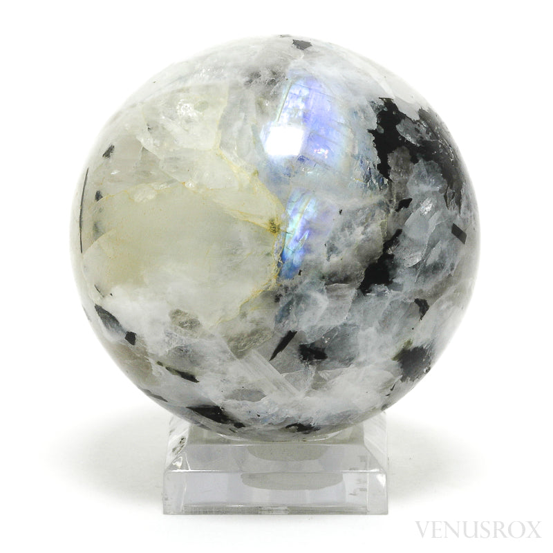 Rainbow Moonstone with Black Tourmaline Polished Sphere from India | Venusrox