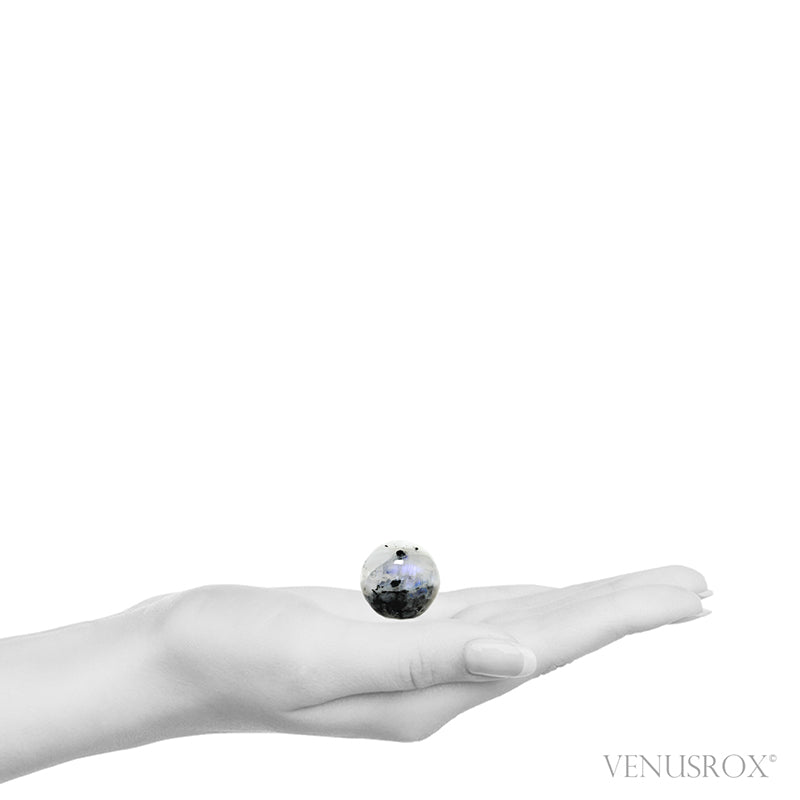 Rainbow Moonstone with Black Tourmaline Polished Sphere from India | Venusrox
