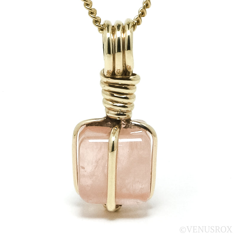 Morganite Polished Cube Pendant from Mozambique | Venusrox