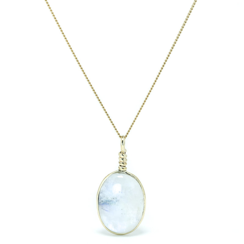 Rainbow Moonstone with Black Tourmaline Polished Crystal Pendant from India | Venusrox