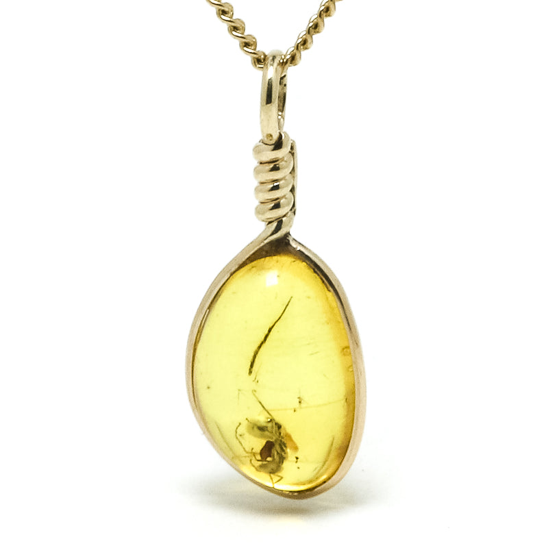 Natural Baltic Amber with Insect Polished Crystal Pendant | Venusrox