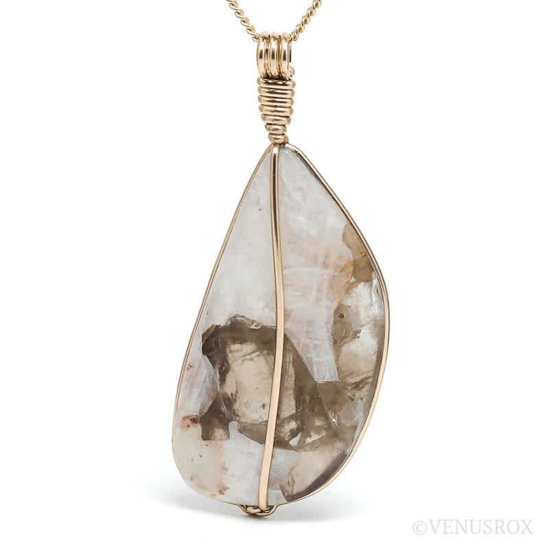 Rainbow Moonstone with Smoky Quartz Polished Crystal Pendant from Chupa, Karelia, Russia | Venusrox