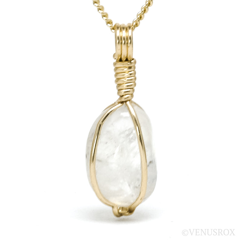 Rainbow Moonstone with Black Tourmaline Polished Crystal Pendant from India | Venusrox