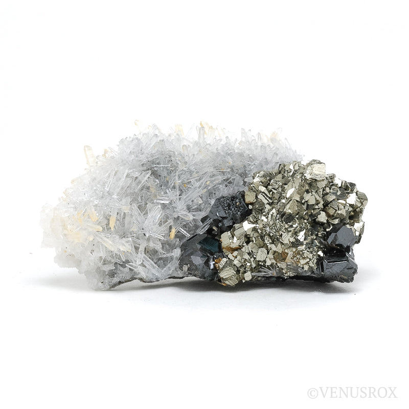 Clear Quartz on Pyrite & Sphalerite Natural Cluster from the Trepča Mining Complex, Trepča Valley, Kosovska Mitrovica, Kosovska Mitrovica District, Kosovo | Venusrox
