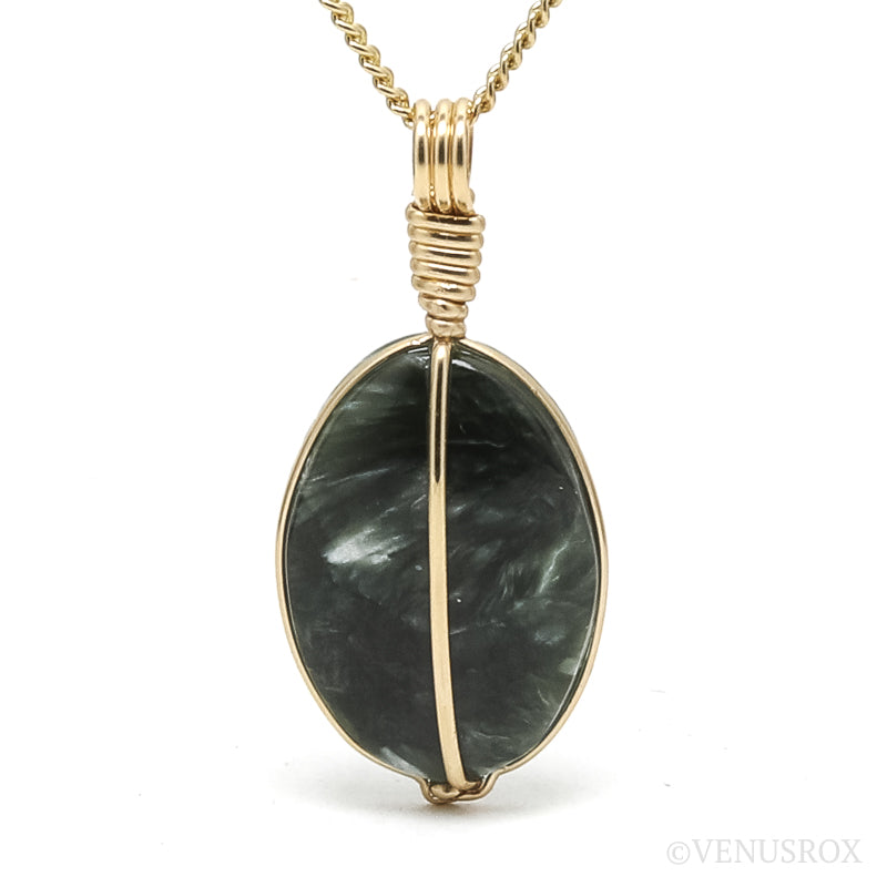 Seraphinite Polished Crystal Pendant from the Korshunovskoye Iron Scary Deposit, Irkutskaya Oblast, Siberia, Russia | Venusrox
