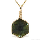 Green Trapiche Tourmaline Part Polished/Part Natural Slice Pendant from Zambia | Venusrox
