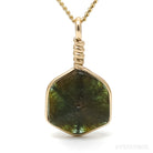 Green Trapiche Tourmaline Part Polished/Part Natural Slice Pendant from Zambia | Venusrox
