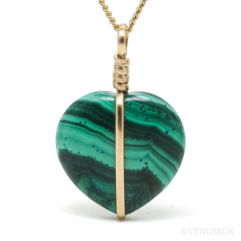 Malachite Polished Heart Pendant from the Democratic Republic of Congo | Venusrox