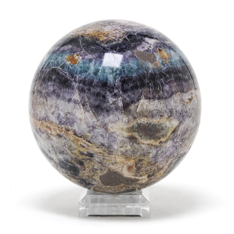 Fluorite Polished Sphere from the Marienschacht Mine, Wölsendorf, Schwarzach bei Nabburg, Schwandorf District, Upper Palatinate, Bavaria, Germany | Venusrox