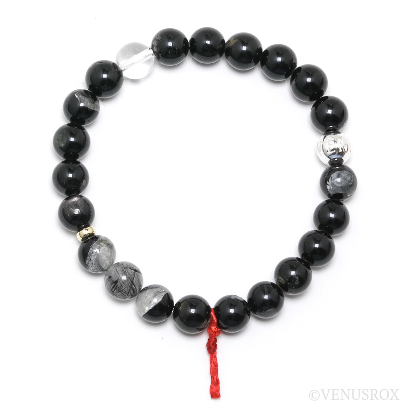 Black & Brown Tourmaline with Quartz Bead Bracelet from Brazil | Venusrox