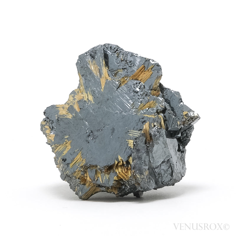 Hematite with Golden Rutile Natural Specimen from Novo Horizonte, Bahia, Brazil | Venusrox