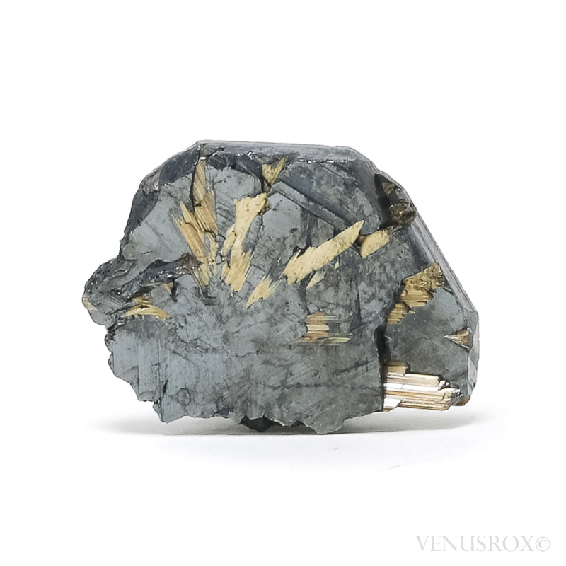 Hematite with Golden Rutile Natural Specimen from Novo Horizonte, Bahia, Brazil | Venusrox