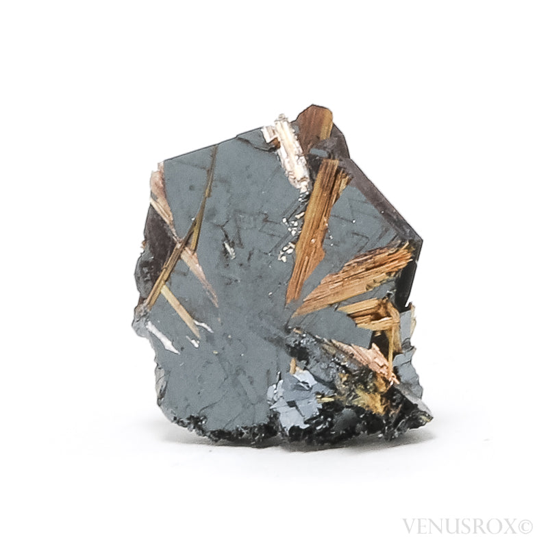 Hematite with Golden Rutile Natural Specimen from Novo Horizonte, Bahia, Brazil | Venusrox