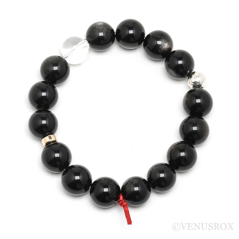 Silver Sheen Obsidian Bead Bracelet from Mexico | Venusrox