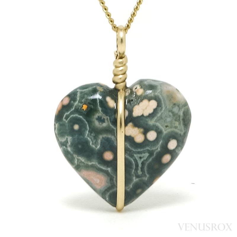 Heart Shape Ocean Jasper Crystal Pendant For Women Set in Stainless Steel #110 hot