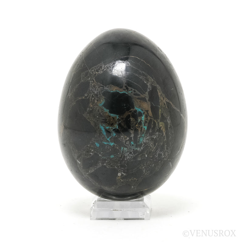 Chrysocolla in Black Tourmaline Polished Egg from Peru | Venusrox