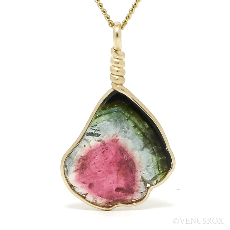 Green, Blue & Pink Tourmaline Slice Pendant from Namibia | Venusrox