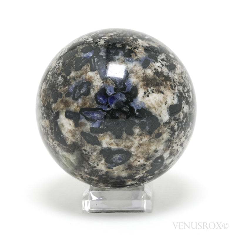 Blue Sapphire in Feldspar & Matrix Polished Sphere from the Khibiny Massif, Murmansk Oblast, Russia | Venusrox