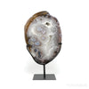 Agate with Quartz Part Polished/Part Natural Slice from Brazil mounted on a stand | Venusrox