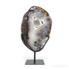 Agate with Quartz Part Polished/Part Natural Slice from Brazil mounted on a stand | Venusrox