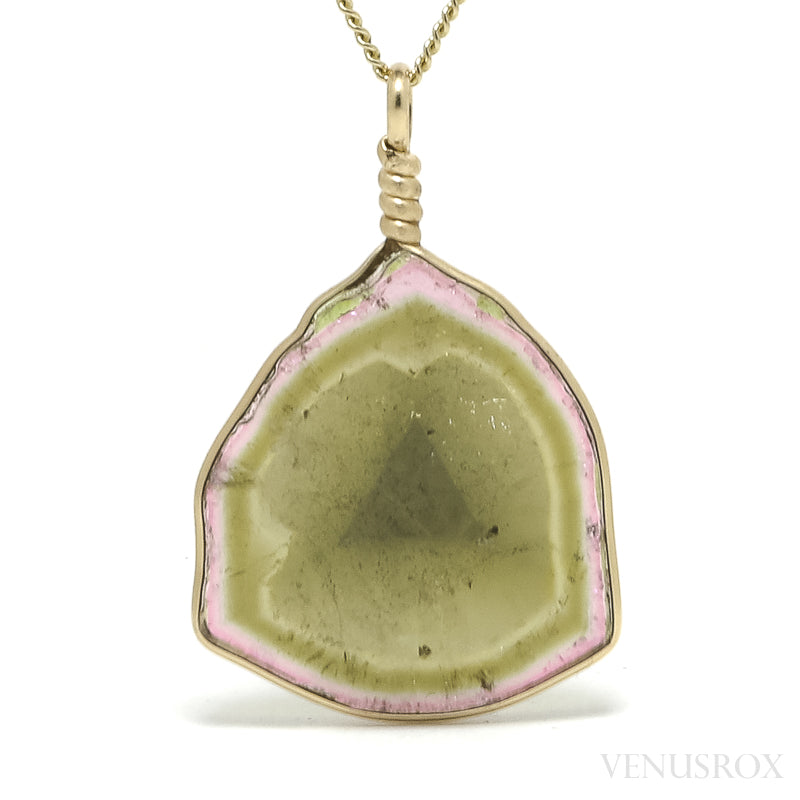 Pink & Green Tourmaline Polished Slice Pendant from Brazil | Venusrox