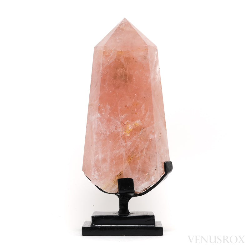 Rose Quartz with Dendrite Inclusions Polished/Natural Point from Brazil mounted on a bespoke stand | Venusrox