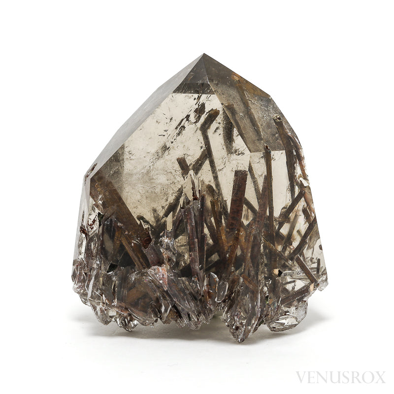 Smoky Quartz with Green & Red Epidote Part Polished/Part Natural Point from Brazil | Venusrox