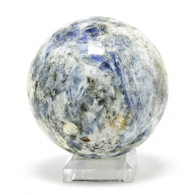 Blue Kyanite with Staurolite in Quartz & Mica Schist Polished Sphere from Pizzo Forno, Chironico Valley, Faido, Leventina, Ticino, Switzerland | Venusrox