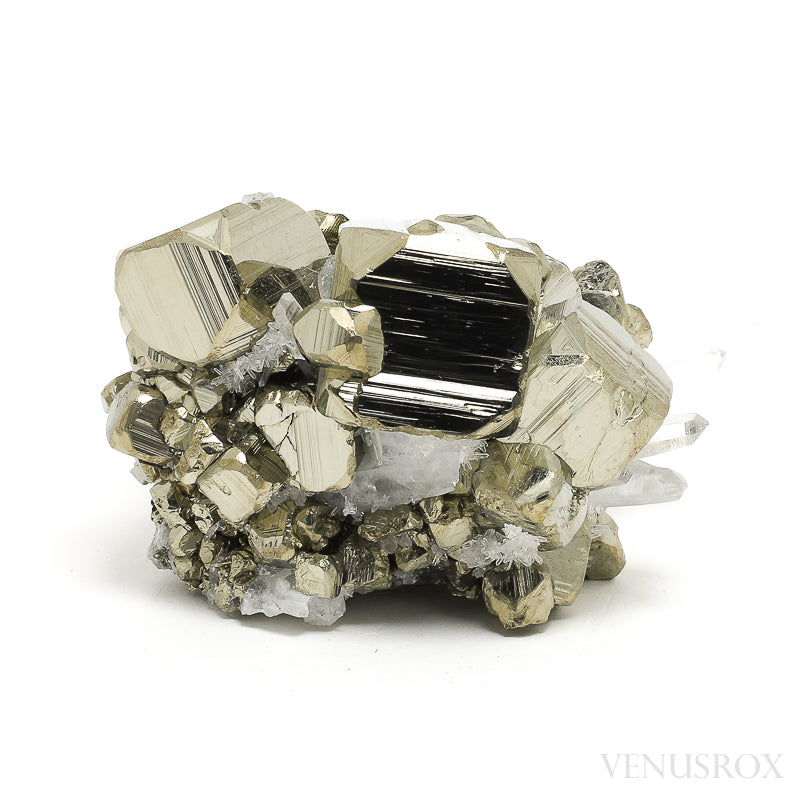 Pyrite with Quartz Natural Cluster from the Huanzala Mine, Huallanca District, Huanuco Department, Peru | Venusrox