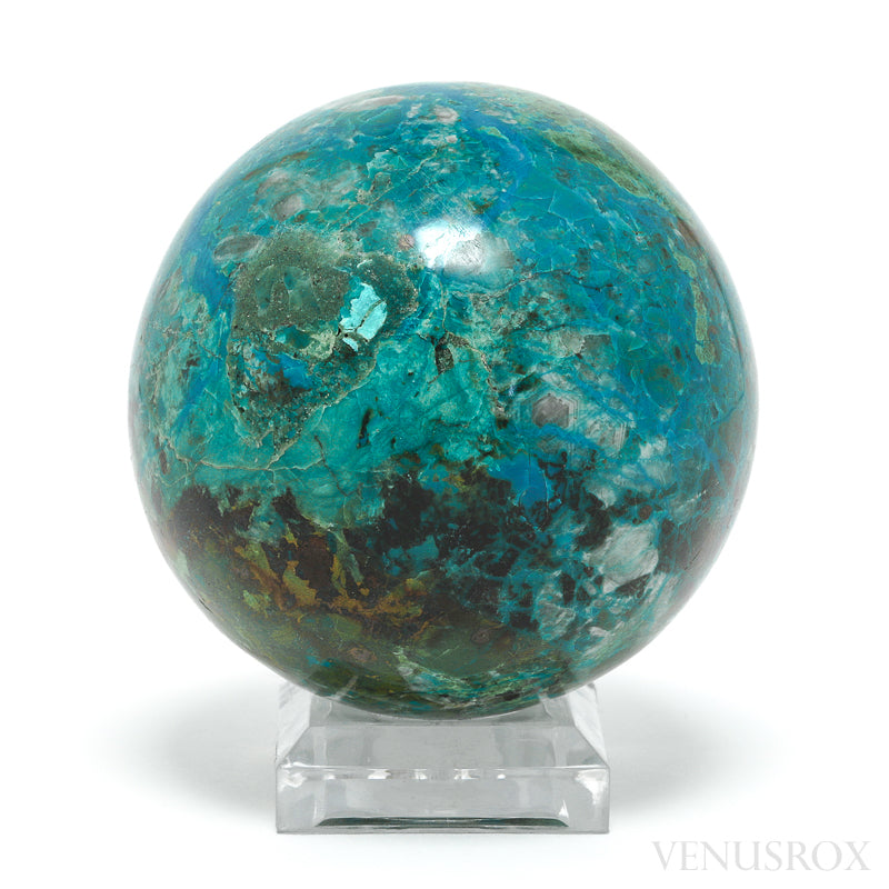 Chrysocolla with Malachite & Matrix Polished Sphere from Peru | Venusrox