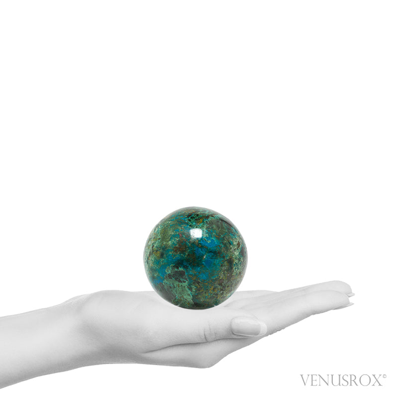 Chrysocolla with Malachite & Matrix Polished Sphere from Peru | Venusrox