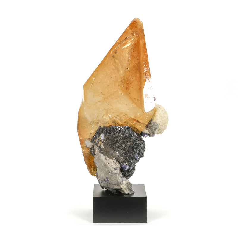 Stellar Beam Calcite with Sphalerite, Fluorite & Dolomite Natural Crystal from the Elmwood Mine, Tennessee, USA, mounted on a bespoke stand | Venusrox