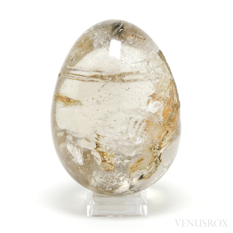 Clear Quartz with Negative Crystals & Iron Inclusions Polished Egg from Madagascar | Venusrox