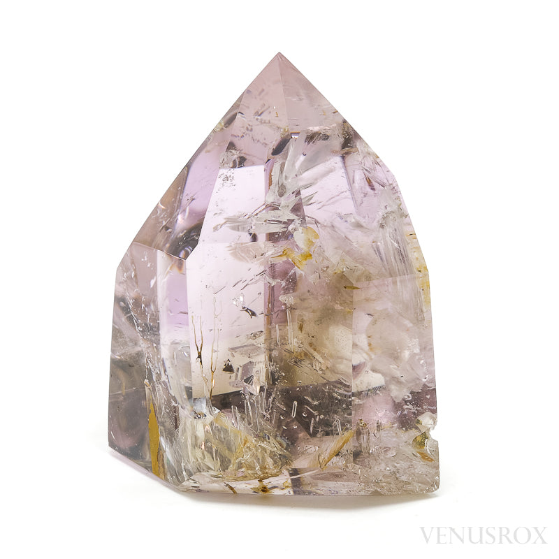 Amethyst & Smoky Phantom Quartz with an Enhydro & Negative Crystals Polished Point from Madagascar | Venusrox