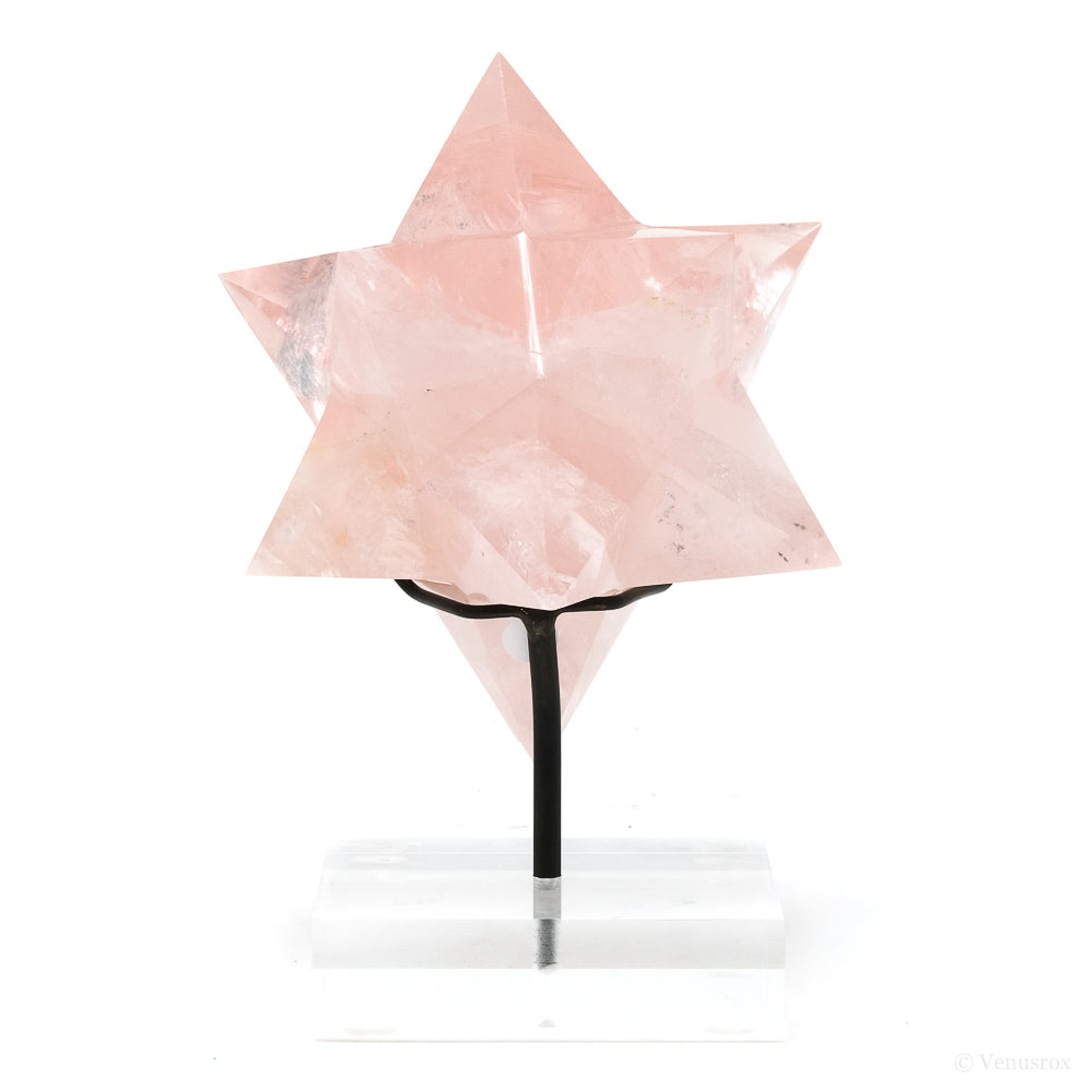 Rose Quartz Polished Star from Minas Gerais, Brazil, mounted on a bespoke stand | Venusrox