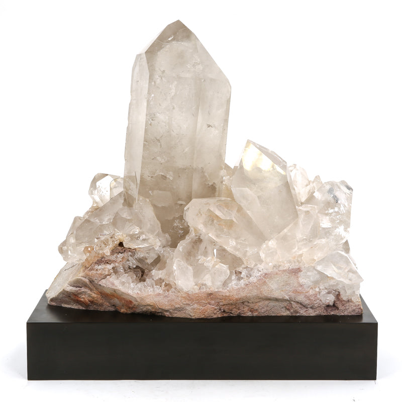 Clear Quartz on Matrix Natural Cluster from Brazil mounted on a bespoke stand | Venusrox