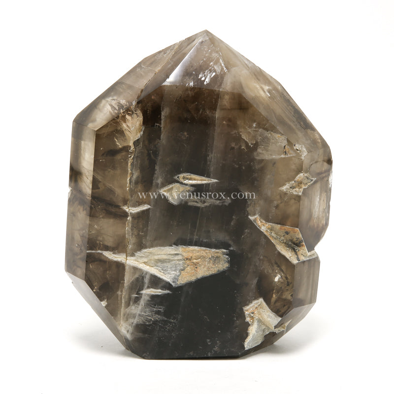 Smoky Phantom Elestial Quartz Part Polished/Part Natural Point from Brazil | Venusrox