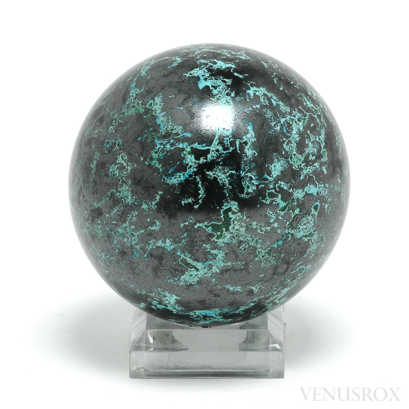 Chrysocolla with Cuprite & Malachite Polished Sphere from the Democratic Republic of Congo | Venusrox