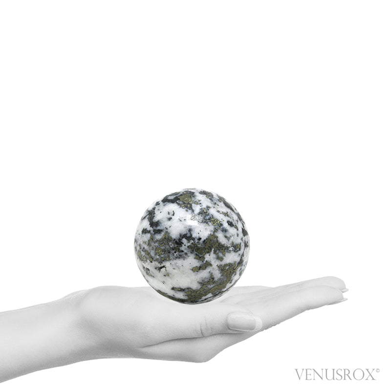 Pyrite in Quartz Polished Sphere from Peru | Venusrox