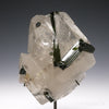 Green Tourmaline in Smoky Quartz Natural Cathedral Point from Brazil mounted on a bespoke stand | Venusrox