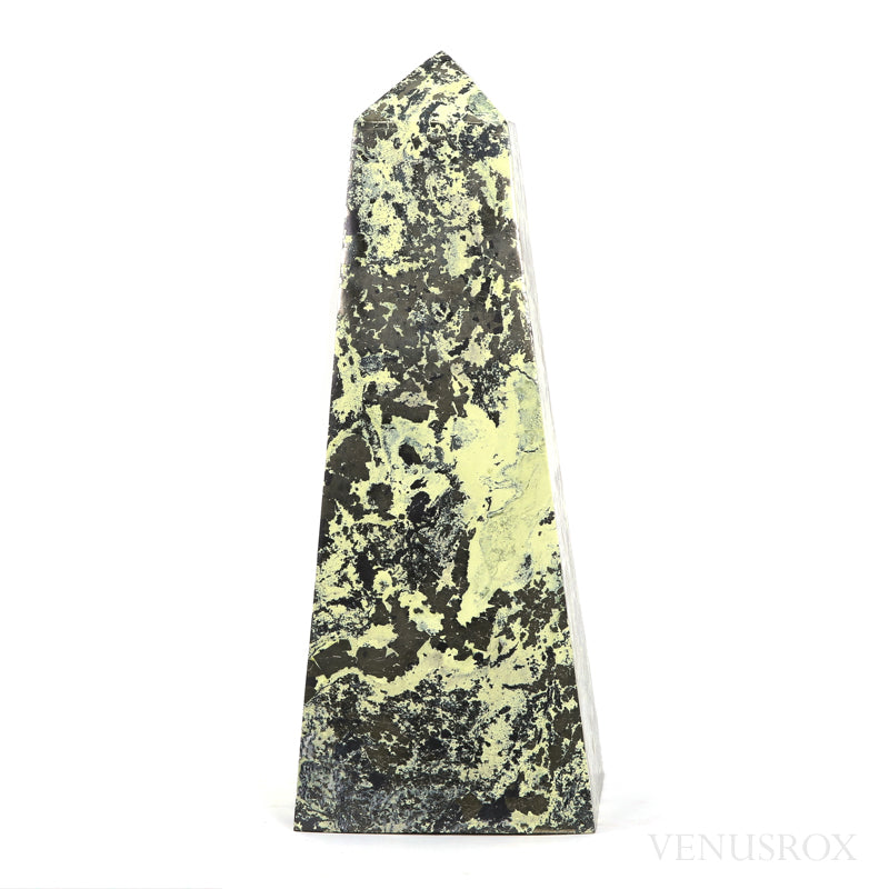 Serpentine with Pyrite Polished Point from Peru | Venusrox