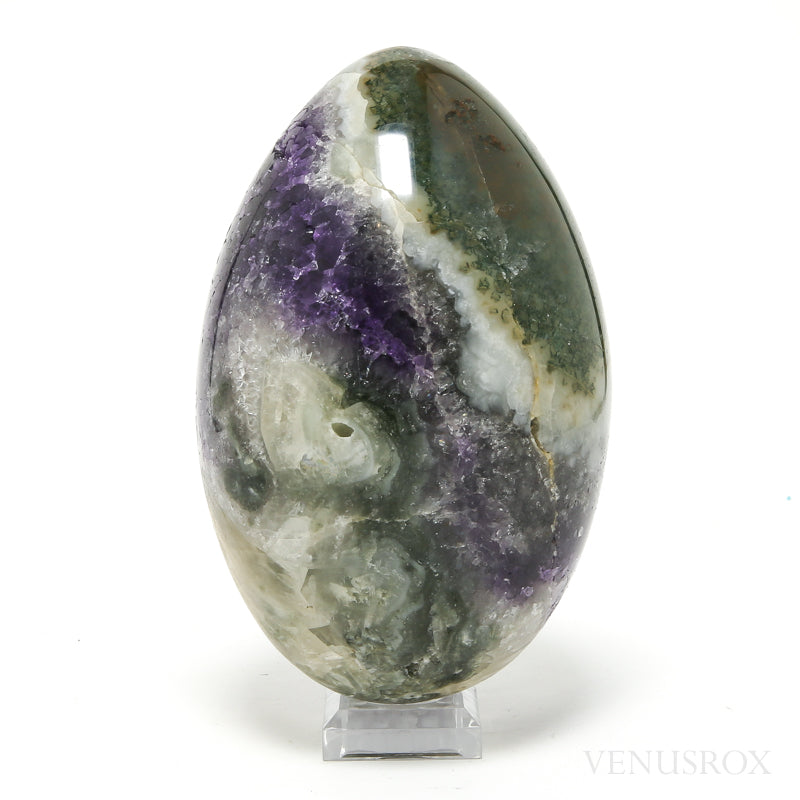 Amethyst with Calcite & Moss Agate Geode Egg from Brazil | Venusrox